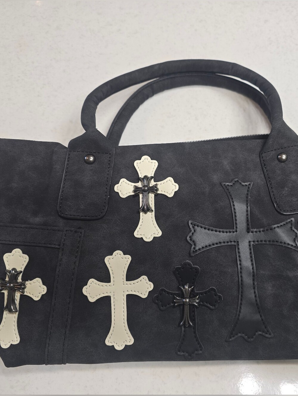 Black Cross Accent Tote Bag - Unbranded